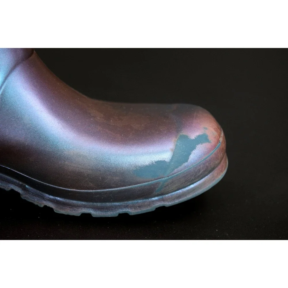 Hunter Original Short Rain Boots Women Size 9 Purple Blue Iridescent Good Nebula